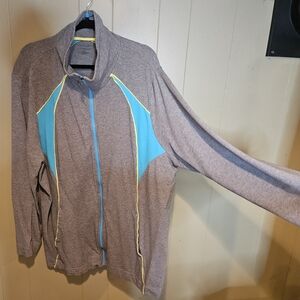 Catherines Colorblock Zip-Up Jacket | Gray, Blue & Yellow | Women’s 2X (22/24W)